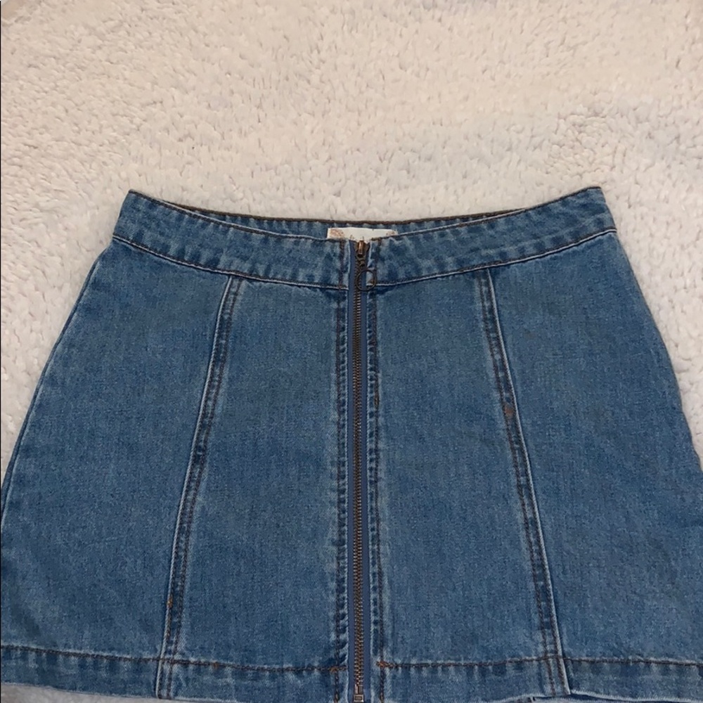 denim zip up altard state skirt